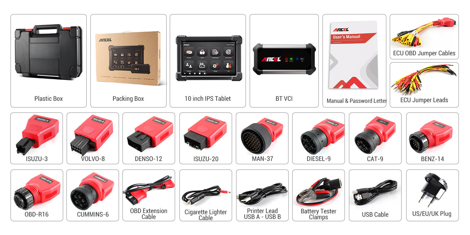 ANCEL X7 HD Heavy Duty Truck OBD2 Automotive Scanner Full System 12V 24V Oil D-P-F Regen ECU Reset OBD2 Truck Diagnostic Tools 