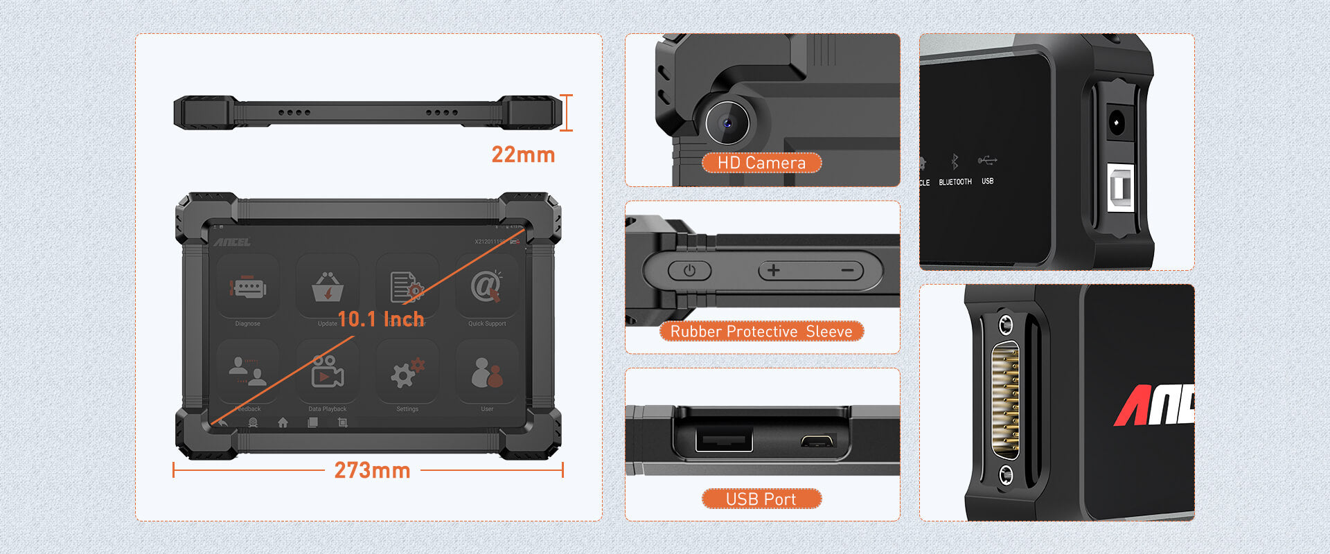 ANCEL X7 HD Heavy Duty Truck OBD2 Automotive Scanner Full System 12V 24V Oil D-P-F Regen ECU Reset OBD2 Truck Diagnostic Tools 