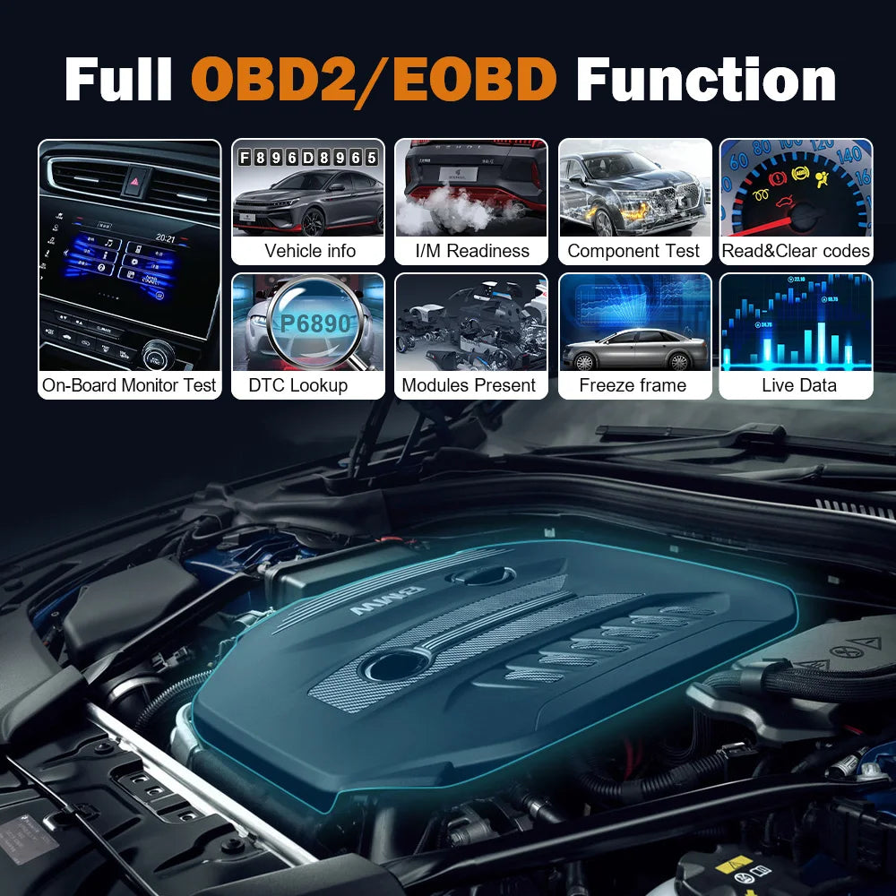 Foxwell GT60 OBD2 Automotive Scanner Full System Active Testing A/F Oil SRS DPF monitor EPB 24 Reset Service Car Diagnostic Tool