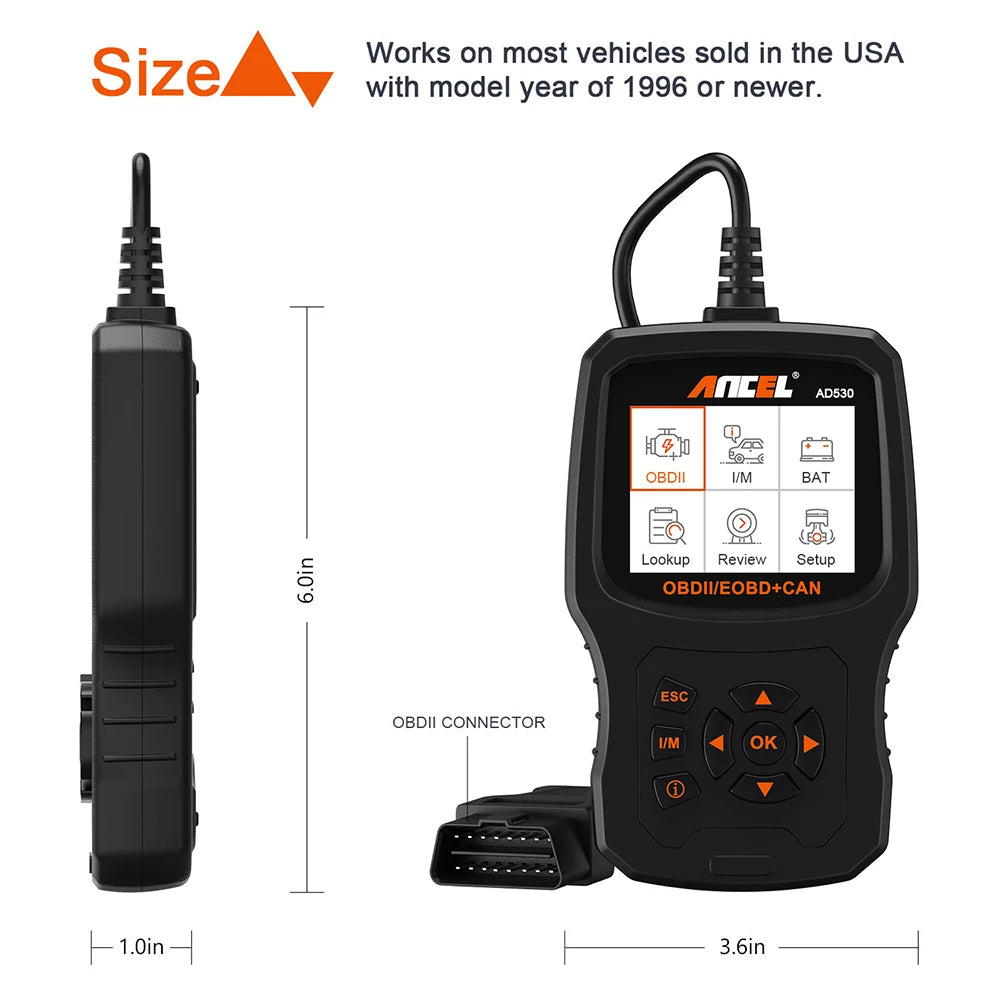 2025 ANCEL AD530 Automotive OBD2 Scanner Professional Car Code Reader Battery Tester Check Engine OBD 2 Car Diagnostic Scan Tool