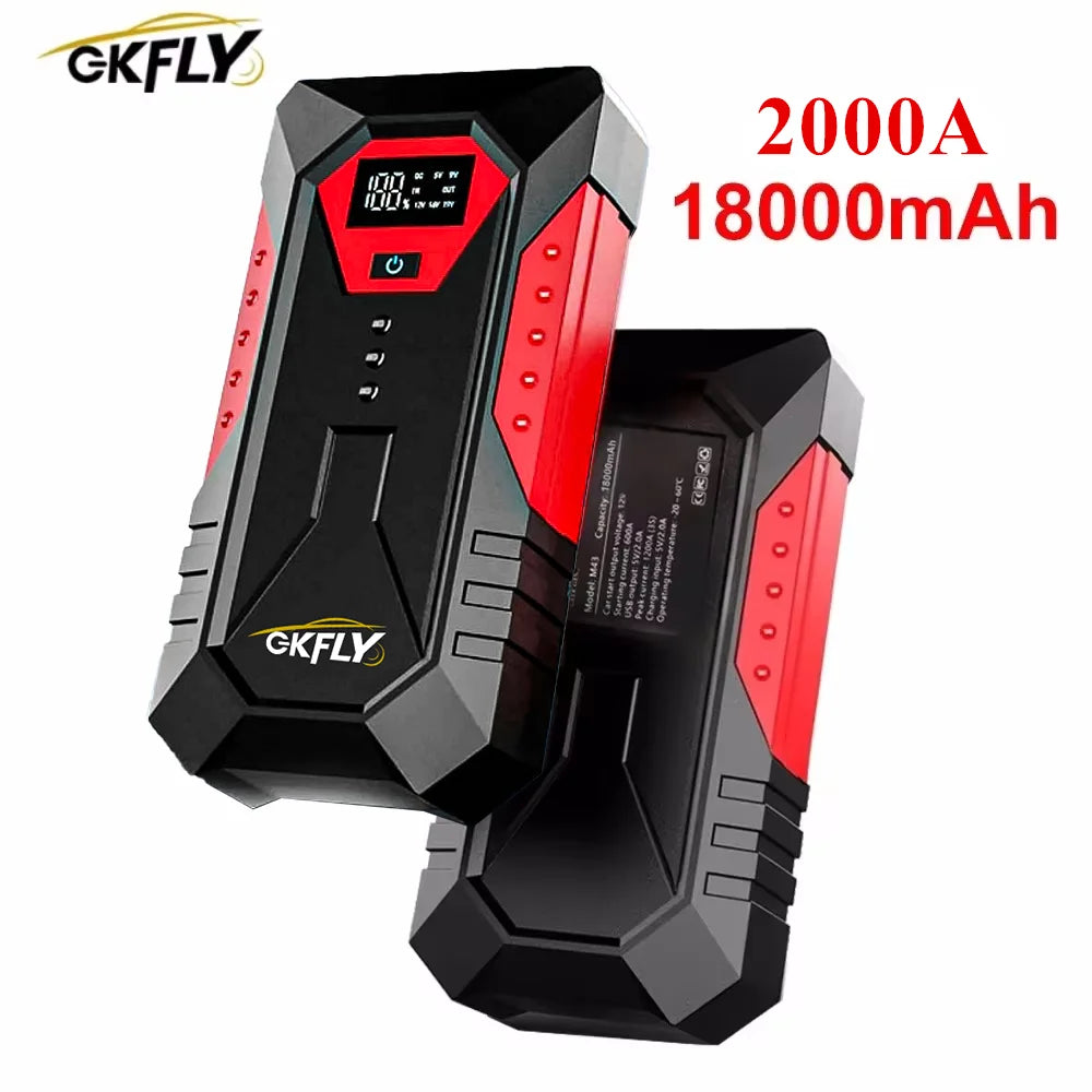 GKFLY 18000mAh Portable Car Jump Starter Power Bank Car Booster Charger 12V 2000A Starting Device Petrol Diesel Car Booster