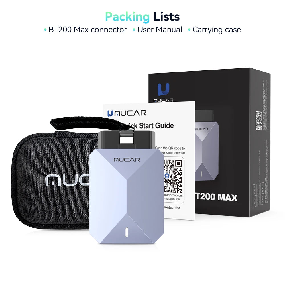 Lifetime Free Update MUCAR BT200 Max OBD2 Scanner CAN FD Bi-Directional Control All System Diagnostic Tool 15 Reset for All Cars