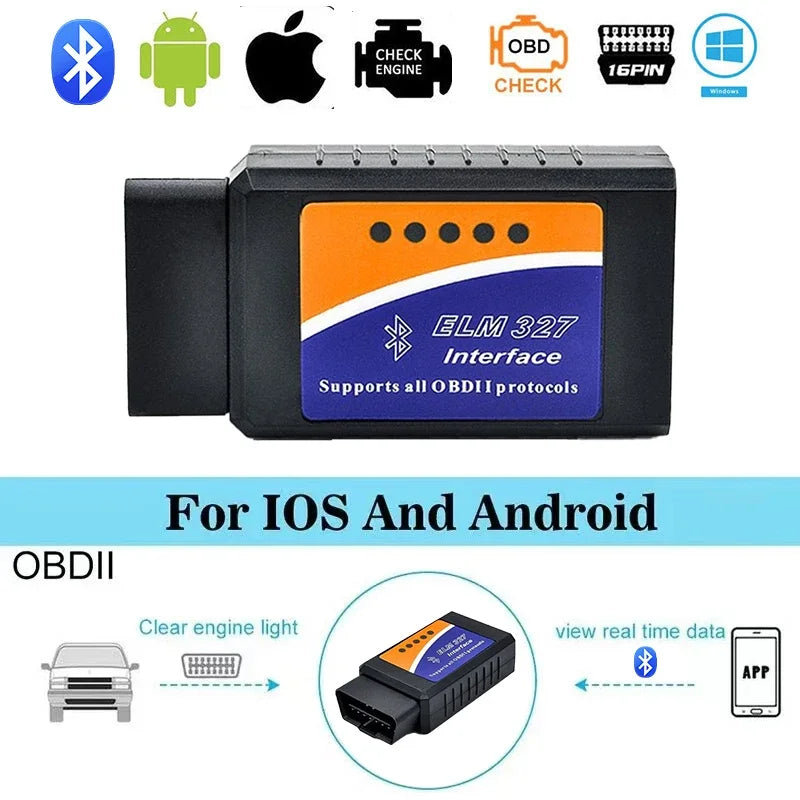 Automotive Fault Detector ELM327 V2.1 OBD2 Scanner Bluetooth Car Diagnostic Tool For Android /IOS Code Reader