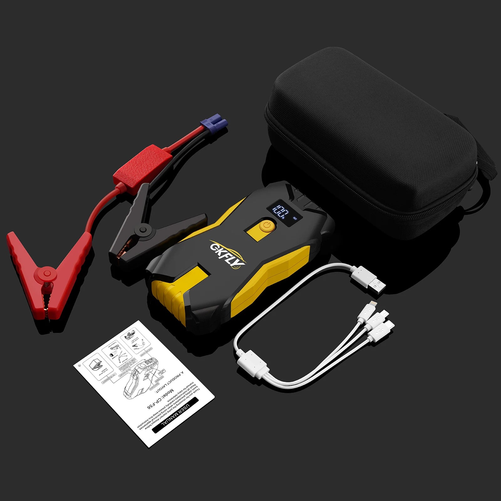 GKFLY 18000mAh Portable Car Jump Starter Power Bank Car Booster Charger 12V 2000A Starting Device Petrol Diesel Car Booster