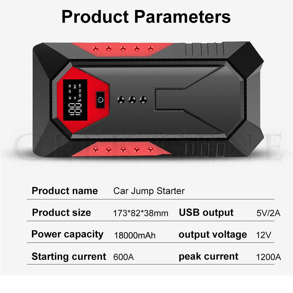 GKFLY Jump Starter Power Bank 800A /1200A Portable Car Battery Starter For 12V Car Emergency Booster Starter Starting Device