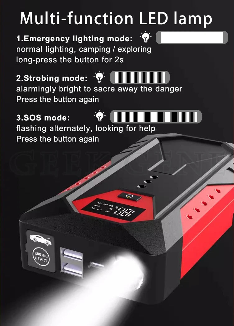 GKFLY Jump Starter Power Bank 800A /1200A Portable Car Battery Starter For 12V Car Emergency Booster Starter Starting Device