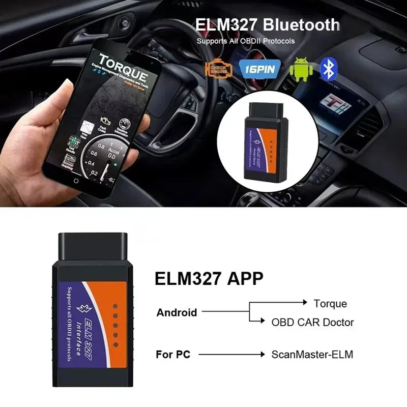 Automotive Fault Detector ELM327 V2.1 OBD2 Scanner Bluetooth Car Diagnostic Tool For Android /IOS Code Reader