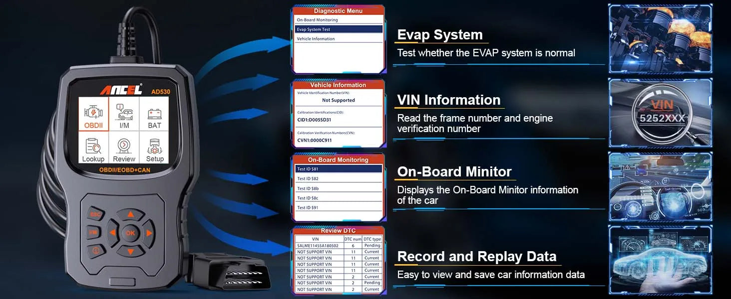 2025 ANCEL AD530 Automotive OBD2 Scanner Professional Car Code Reader Battery Tester Check Engine OBD 2 Car Diagnostic Scan Tool