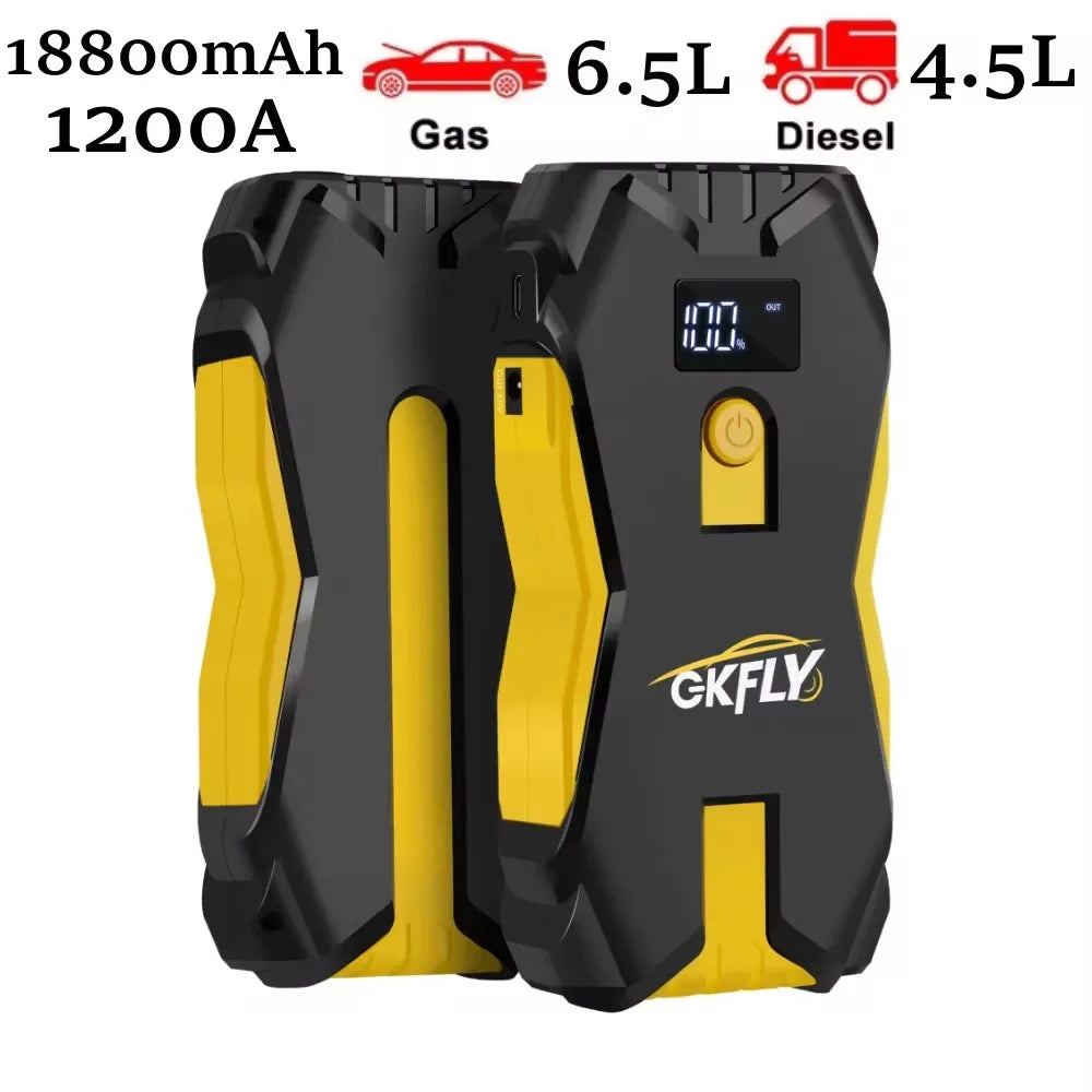 GKFLY Jump Starter Power Bank 800A /1200A Portable Car Battery Starter For 12V Car Emergency Booster Starter Starting Device