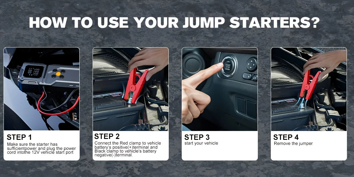 Car Jump Starter With Air Compressor,5000A Battery Jump Starter Pack, Power Bank USB QC3.0 Battery Booster Jumper Tire Inflator