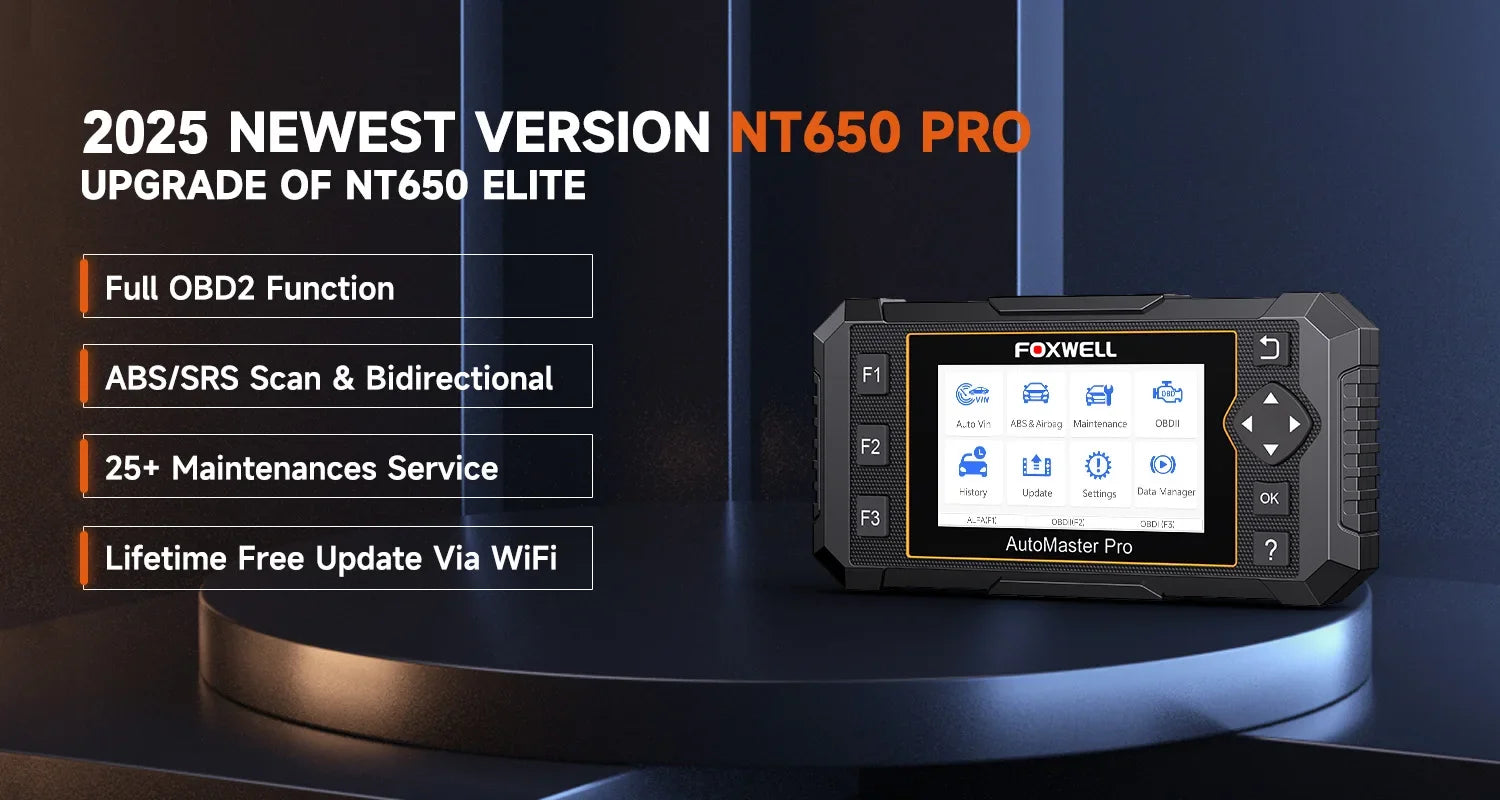 Automotive OBD2 Scanner FOXWELL NT650 Pro SAS A/F OIL EPB BRT TPS 26+ Reset Bidirectional Auto Car Diagnostic Tool  Wifi Update