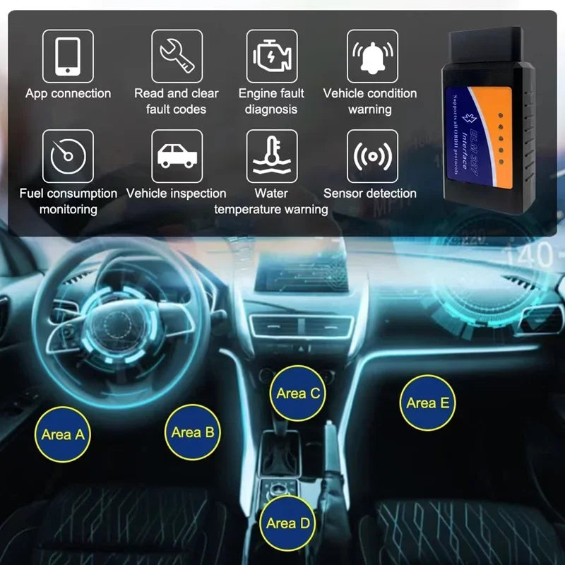 Automotive Fault Detector ELM327 V2.1 OBD2 Scanner Bluetooth Car Diagnostic Tool For Android /IOS Code Reader