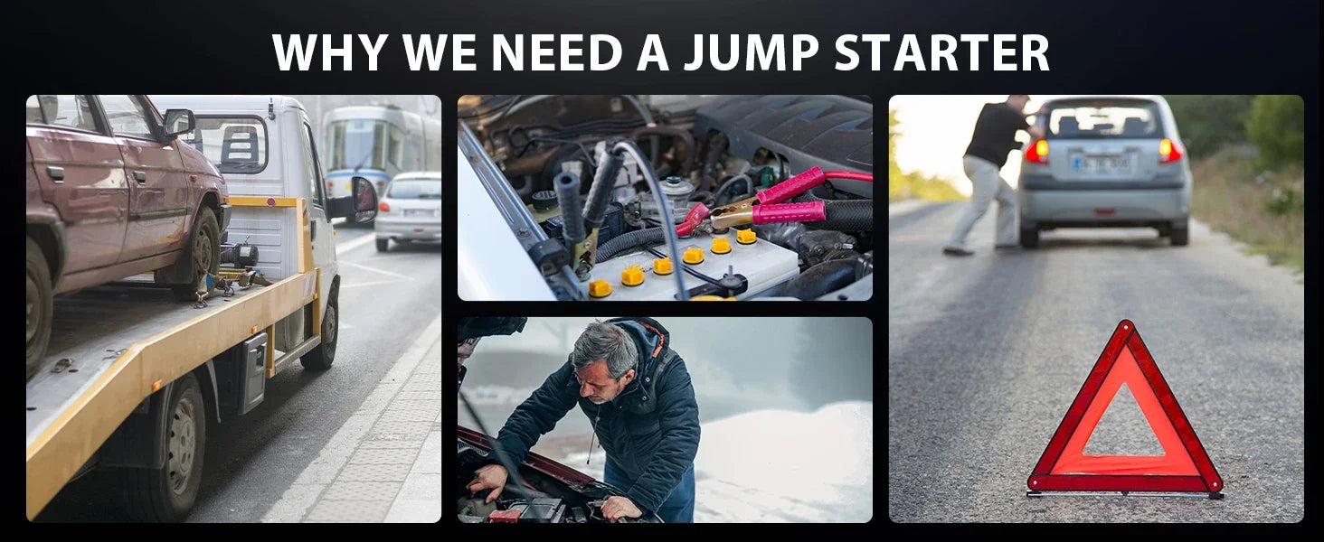 Car Jump Starter & Air Inflator - 10.2 Bar Fast Fill, -40°C Low-Temp Work 12V Lead-Acid Battery, LED Flashlight & USB Charger