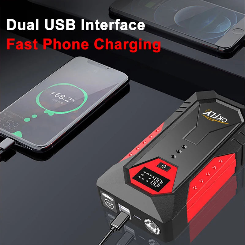 GKFLY 18000mAh Portable Car Jump Starter Power Bank Car Booster Charger 12V 2000A Starting Device Petrol Diesel Car Booster