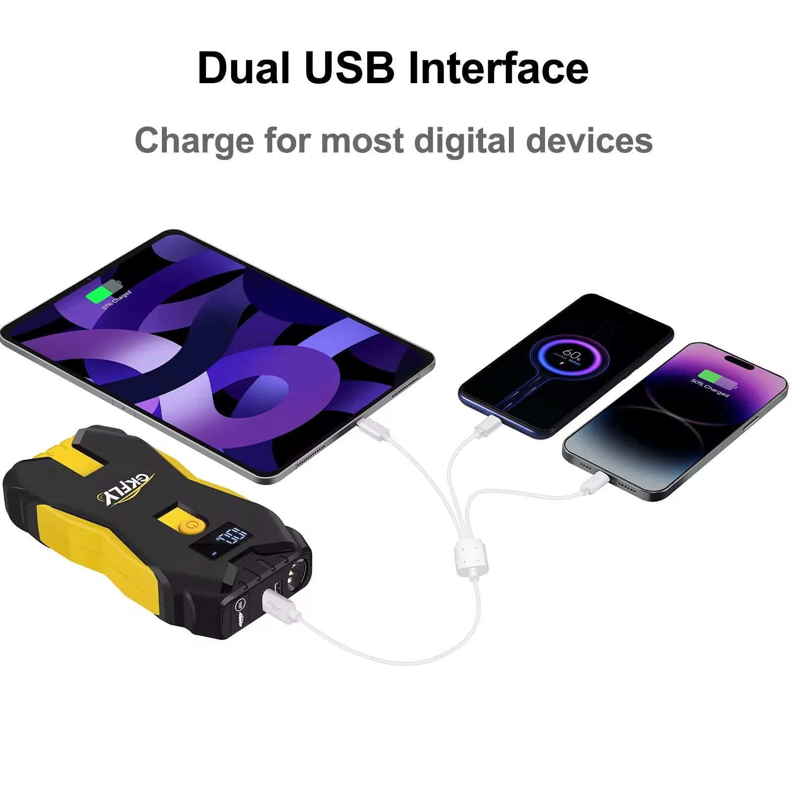 GKFLY Jump Starter Power Bank 800A /1200A Portable Car Battery Starter For 12V Car Emergency Booster Starter Starting Device