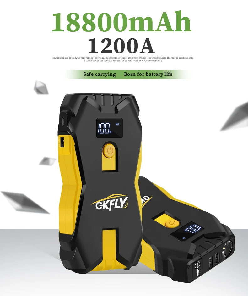 GKFLY Jump Starter Power Bank 800A /1200A Portable Car Battery Starter For 12V Car Emergency Booster Starter Starting Device