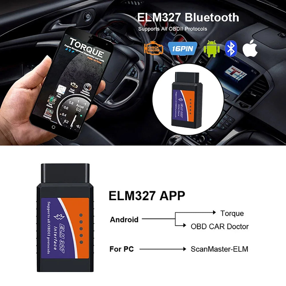 Automotive Fault Detector ELM327 V2.1 OBD2 Scanner Bluetooth Car Diagnostic Tool For Android /IOS Code Reader