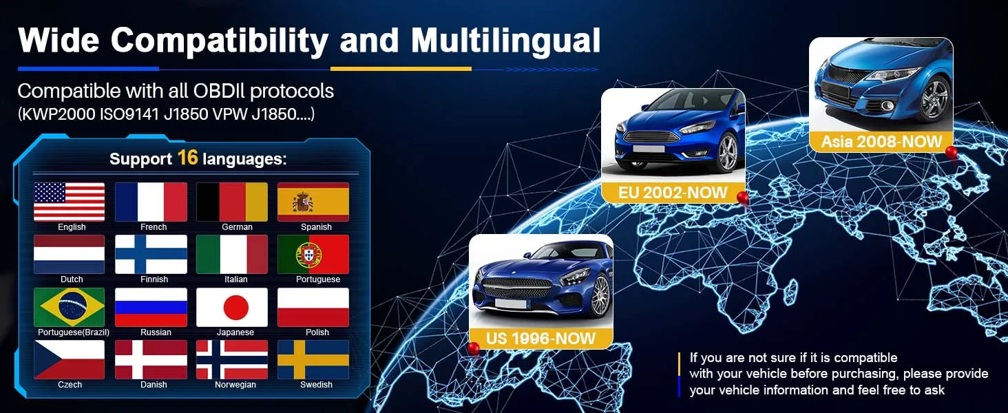 2025 ANCEL AD530 Automotive OBD2 Scanner Professional Car Code Reader Battery Tester Check Engine OBD 2 Car Diagnostic Scan Tool