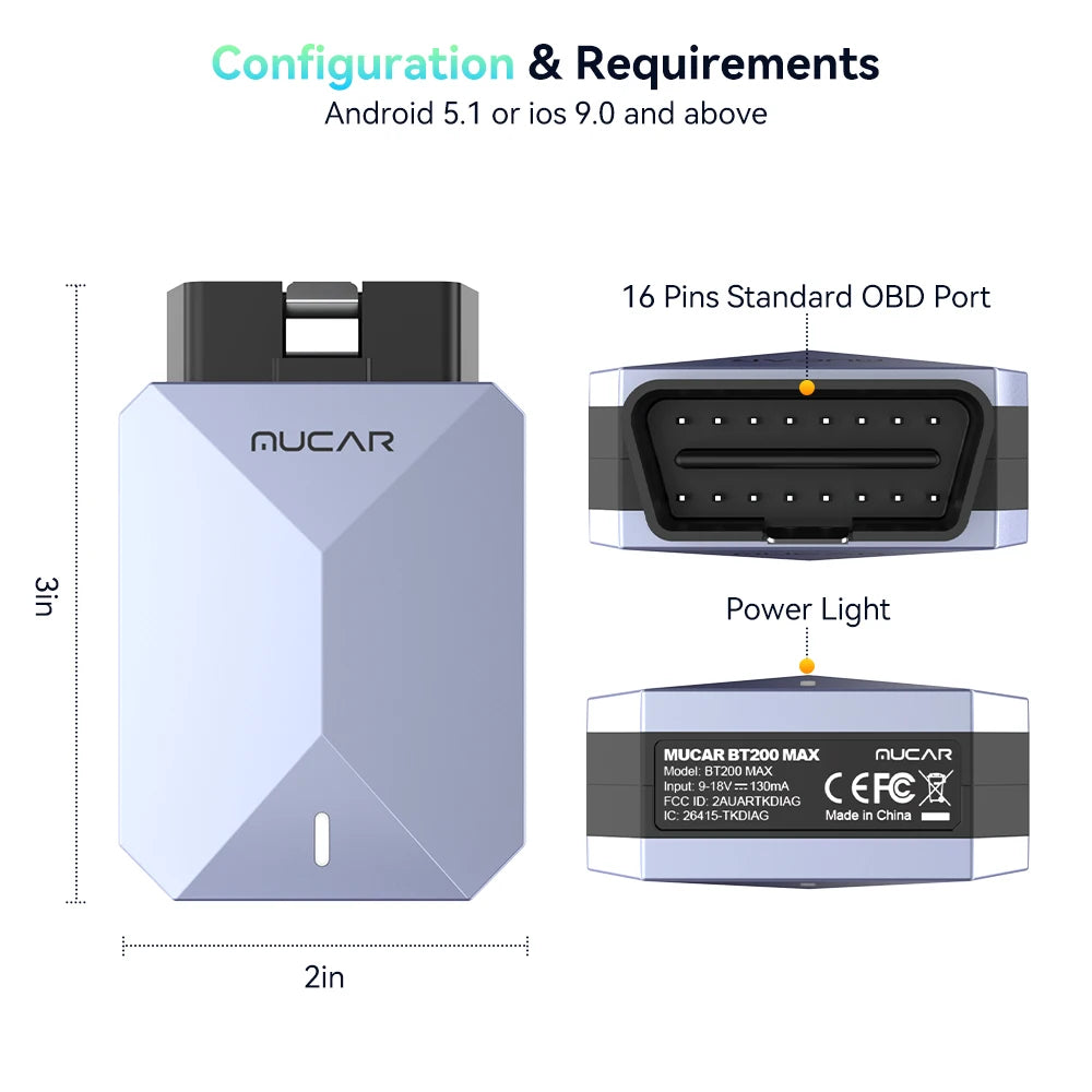 Lifetime Free Update MUCAR BT200 Max OBD2 Scanner CAN FD Bi-Directional Control All System Diagnostic Tool 15 Reset for All Cars