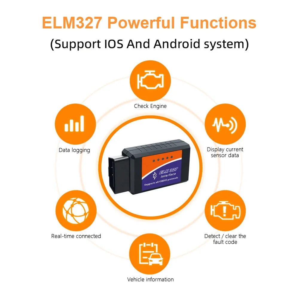 Automotive Fault Detector ELM327 V2.1 OBD2 Scanner Bluetooth Car Diagnostic Tool For Android /IOS Code Reader
