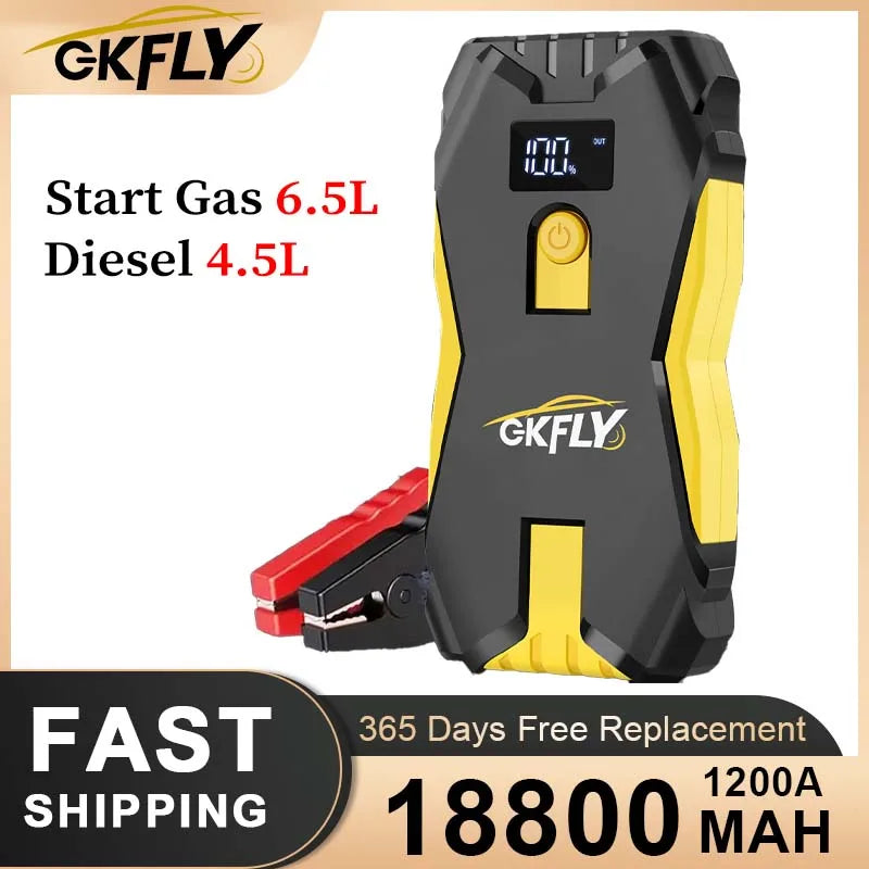 GKFLY Jump Starter Power Bank 800A /1200A Portable Car Battery Starter For 12V Car Emergency Booster Starter Starting Device