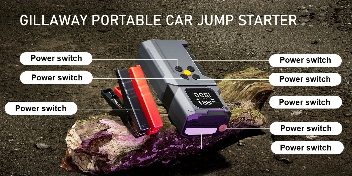 Car Jump Starter With Air Compressor,5000A Battery Jump Starter Pack, Power Bank USB QC3.0 Battery Booster Jumper Tire Inflator