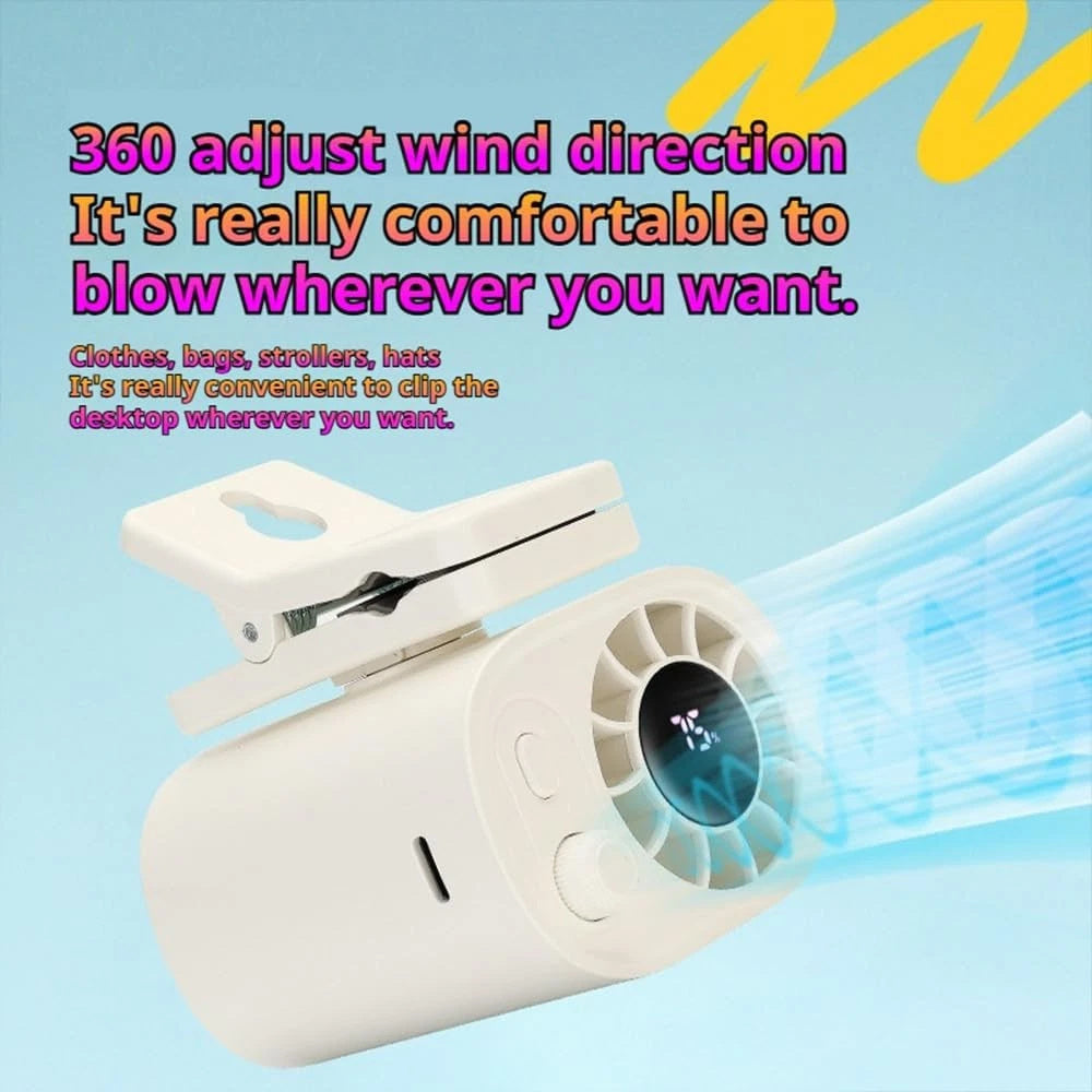 Hipacool Portable Car Clip Fan 360° Rotatable 100 Speed Wind 12V USB Rechargeable Electric Fan Low Noise Mini Fan Clamp Anywhere