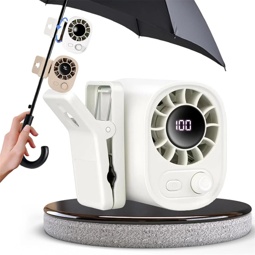 Hipacool Portable Car Clip Fan 360° Rotatable 100 Speed Wind 12V USB Rechargeable Electric Fan Low Noise Mini Fan Clamp Anywhere