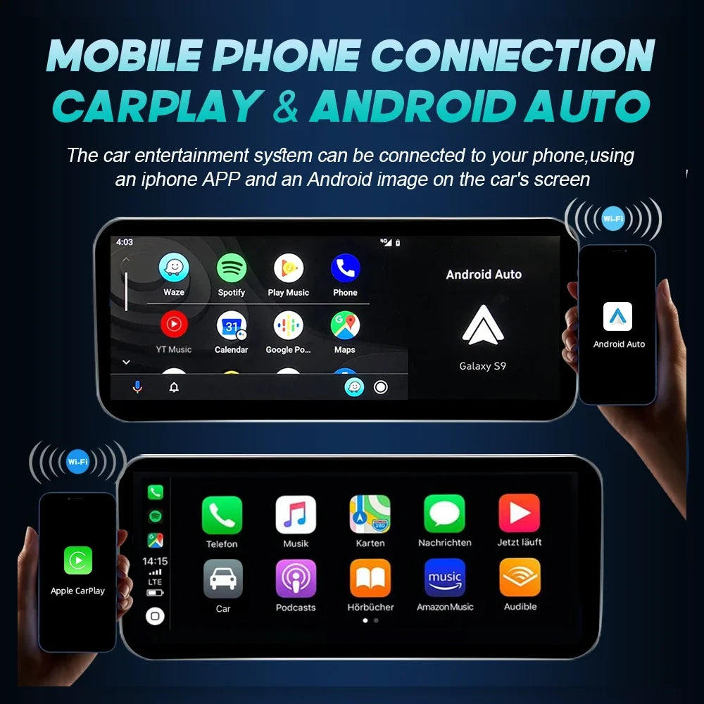 Android 14 Wireless CarPlay For Mercedes Benz C Class W205 Screen Android Auto Multimedia Navigation GPS SWC DSP 4G WiFi