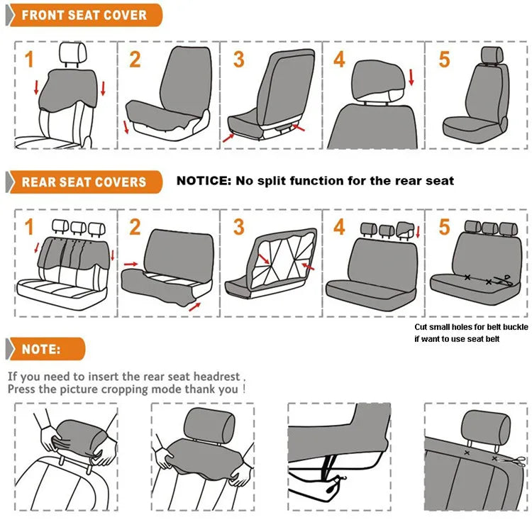 Auto Parts Car Seat Cover Polyester Fabric 2/4/9 Piece Set Four Season Universal Front/Rear Car Seat Cushion