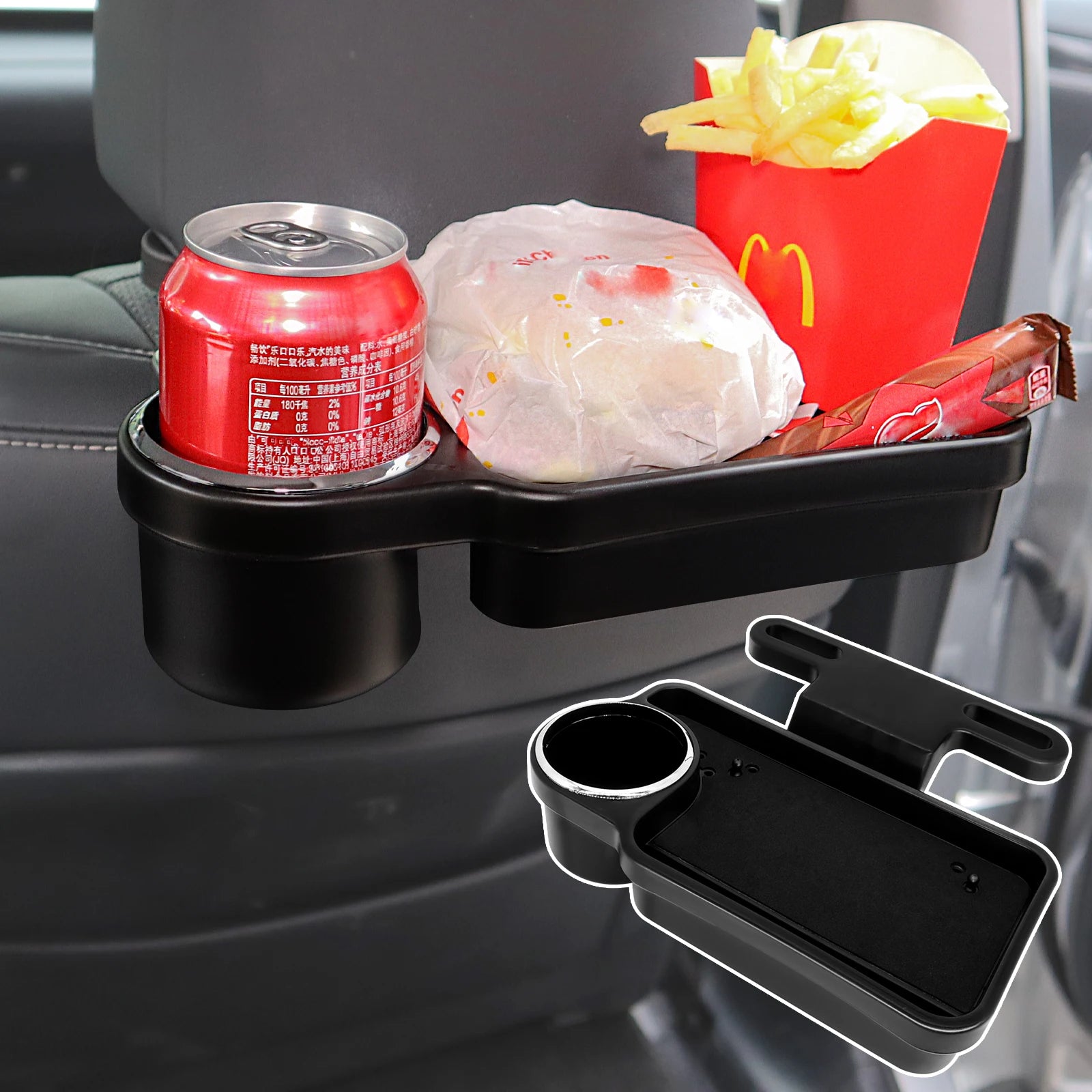 Car Seat Back Organizer Storage Tidy Foldable Table Tray Cup Holder Phone Mount Stand Food Drink Desk Travel Auto Accessories