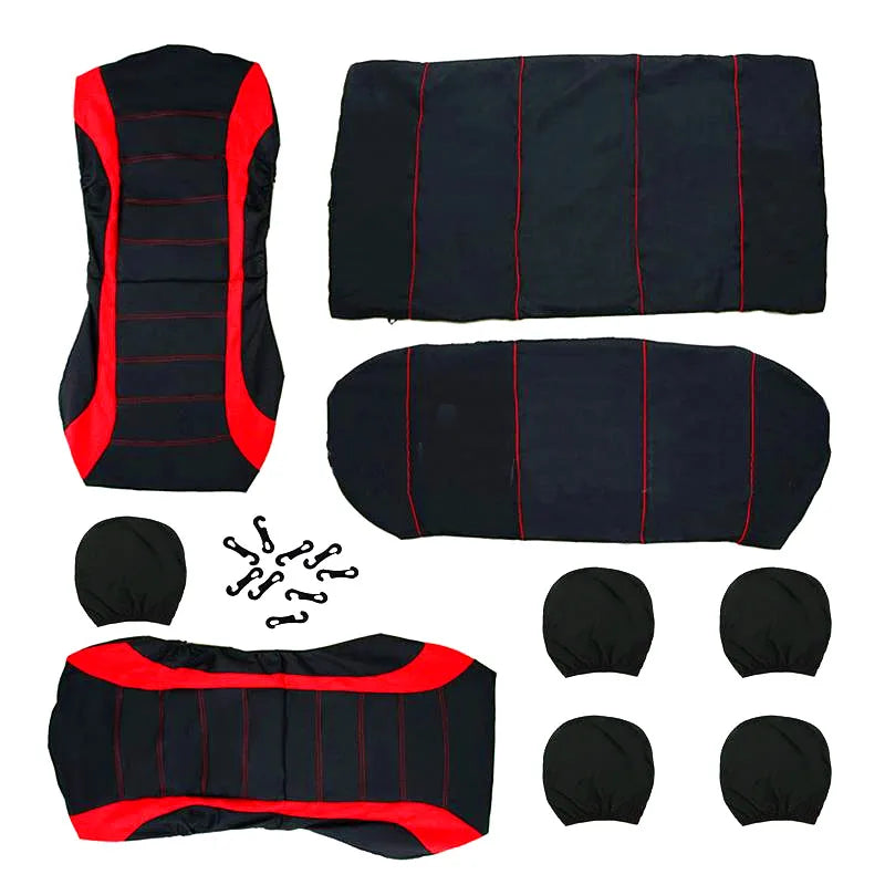 Auto Parts Car Seat Cover Polyester Fabric 2/4/9 Piece Set Four Season Universal Front/Rear Car Seat Cushion