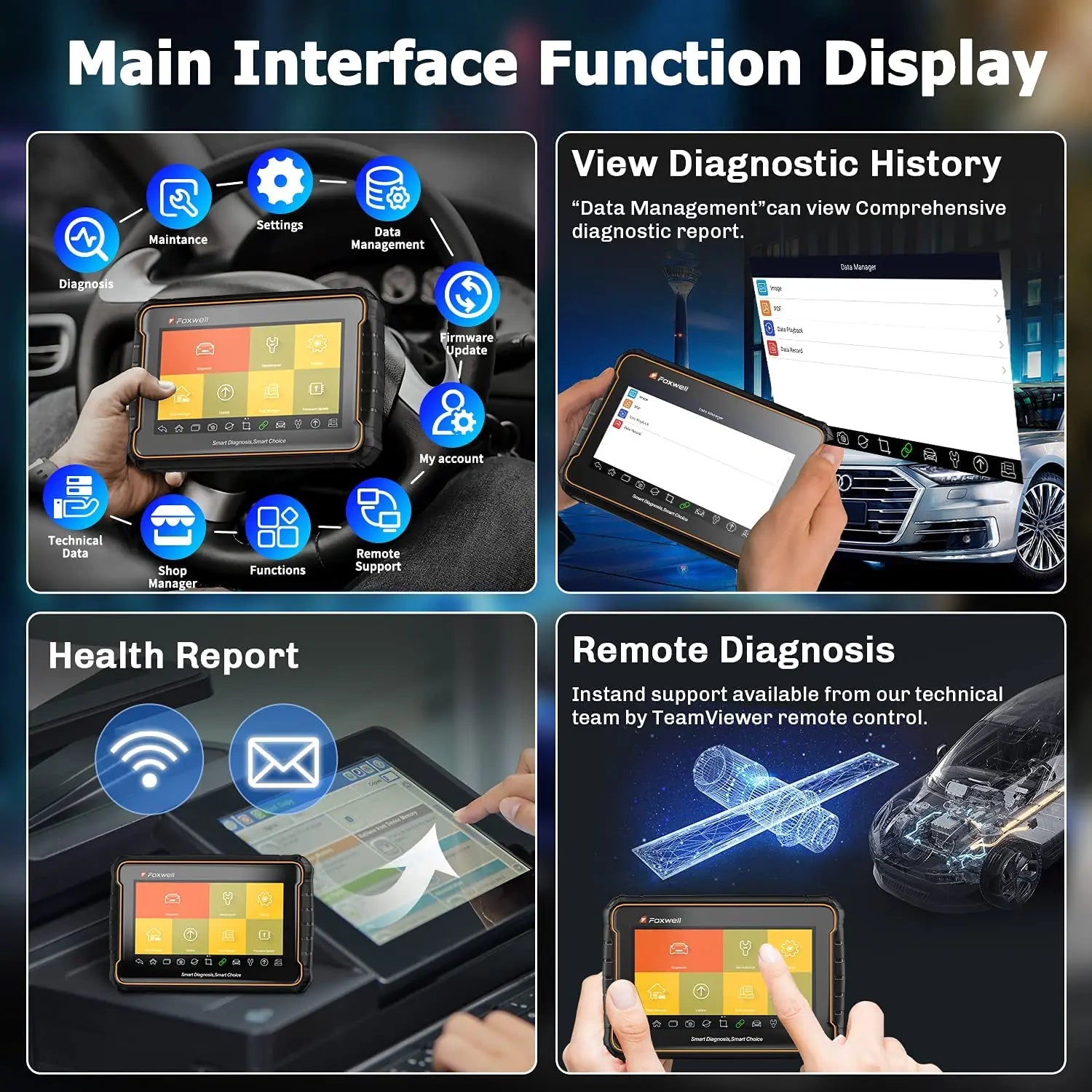 Foxwell GT60 OBD2 Automotive Scanner Full System Active Testing A/F Oil SRS DPF monitor EPB 24 Reset Service Car Diagnostic Tool