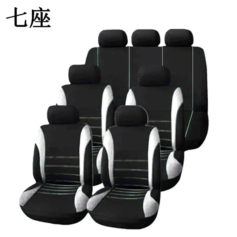 Auto Parts Car Seat Cover Polyester Fabric 2/4/9 Piece Set Four Season Universal Front/Rear Car Seat Cushion