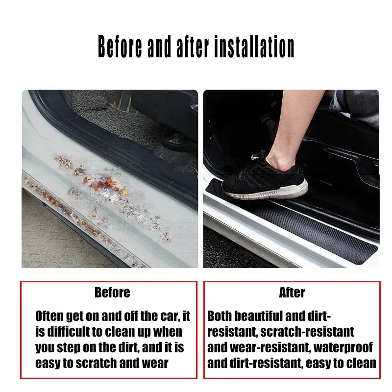 Carbon Fiber Car Door Sill Threshold Anti Protective Stickers Decals For Nissan X-Trail Rear Trunk Bumper Anti Scratch Strips