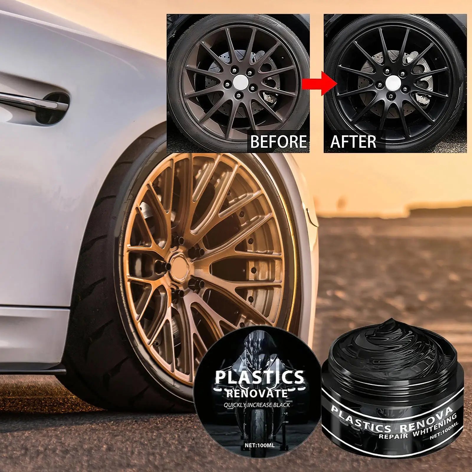 Car & Motorcycle Renovation Wax Plastic & Rubber Repair Cream - Nano Enhanced Black Car Wax Renovation Wax Interior Restorer