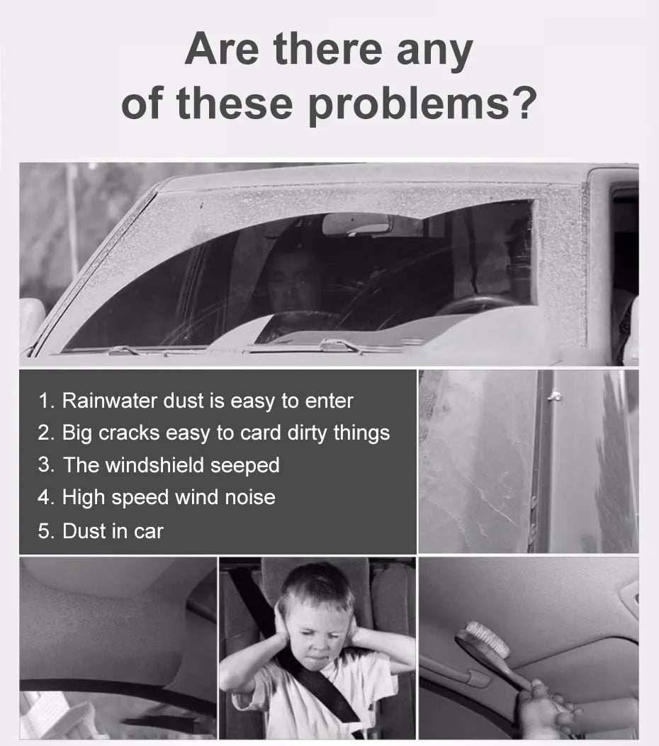 1PC Car Window Seal Strip Rubber Car Side Window Gap Filler Noise Insulation Waterproof Windproof 7-Shape Sealing Strips