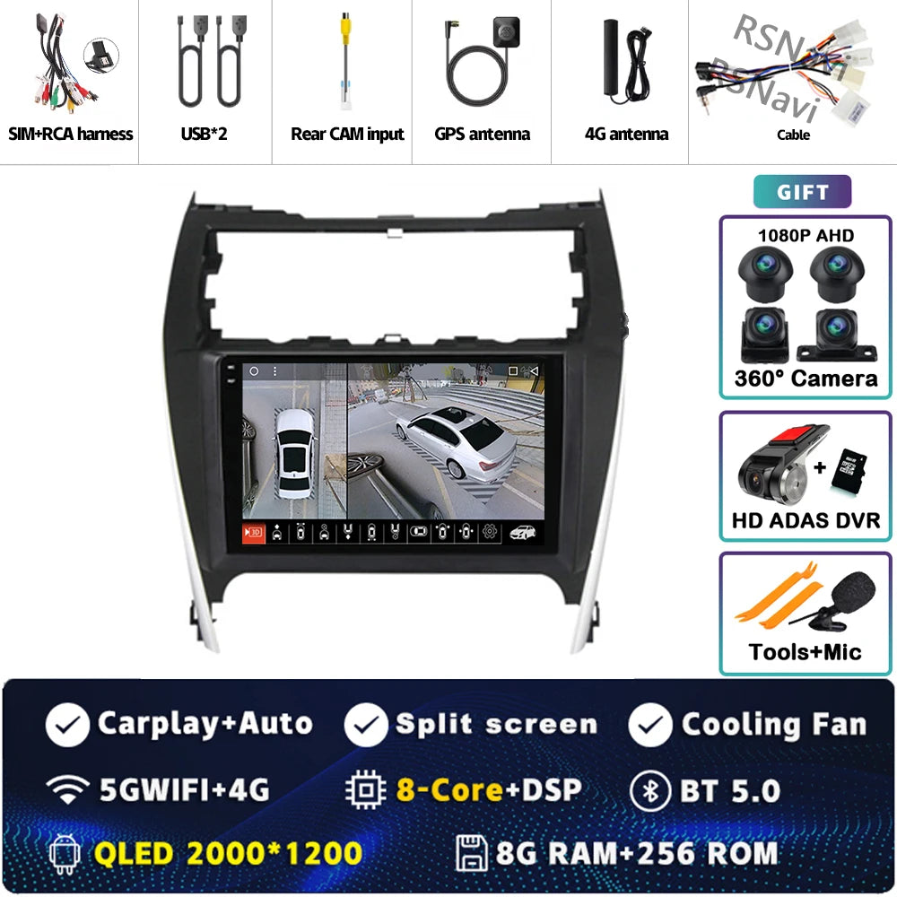 Android 15 For Toyota Camry US 2012 - 2014 2K QLED Android Car Radio Multimedia Video Player GPS Stereo CarPlay 4G Head Unit