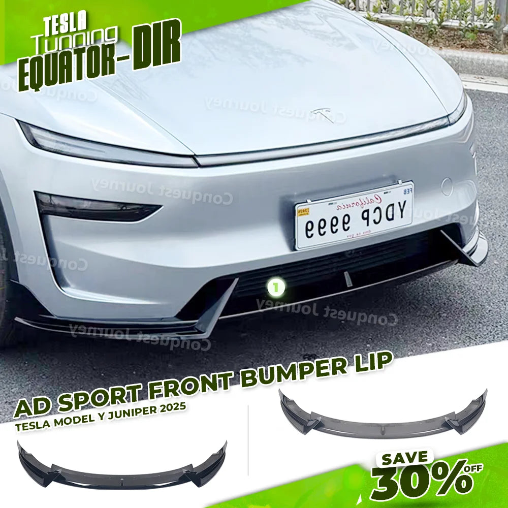 For 2025+ Tesla Model Y Juniper Front Bumper Lip Front Guard Trim Spoiler ABS Black Carbon Body kit Front Lip Accessori auto