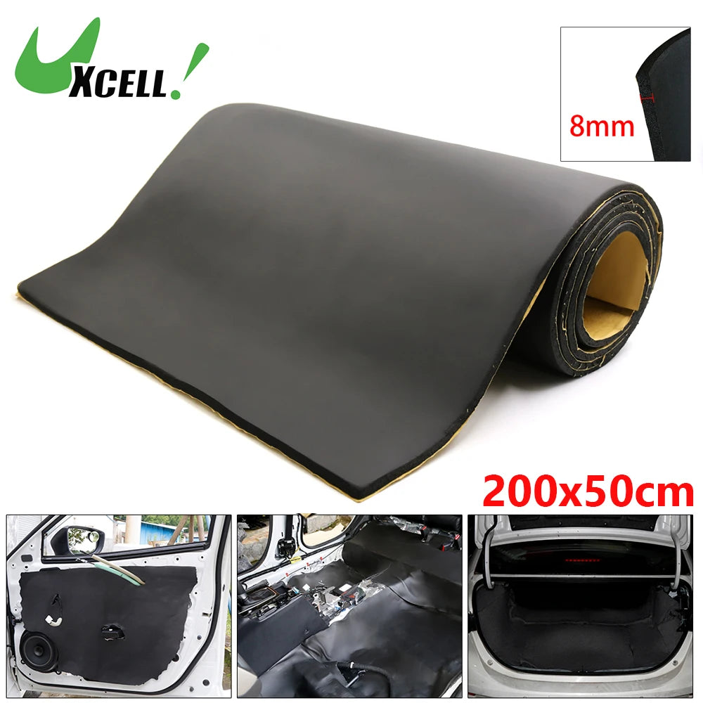 Uxcell 200X50cm 5mm 8mm 10mm 10.76sqft Car Acoustic Foam Floor Tailgate Sound Insulation Deadener Mat Noise Reduction Pad Black