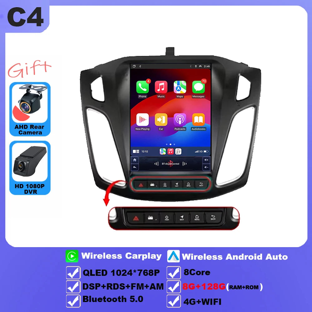 9.7 inch 8Core Android 15 Car Radio for Ford Focus 3 Mk 3 2011 2012 - 2019 Multimedia Video Player 2Din Carplay Auto Stereo DVD