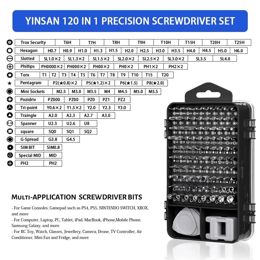 Magnetic Precision Screwdriver Set 115 in 1 Electronics Repair Tools Professional Nut Driver for Laptop Phone PC Maintenance