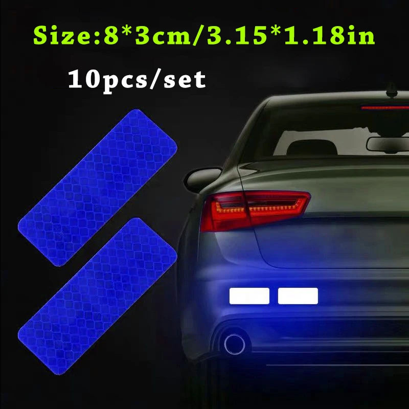 10pcs/set Car Bumper Reflective Safety Strip Stickers Car Reflective Sticker Reflective Warning Safety Tape