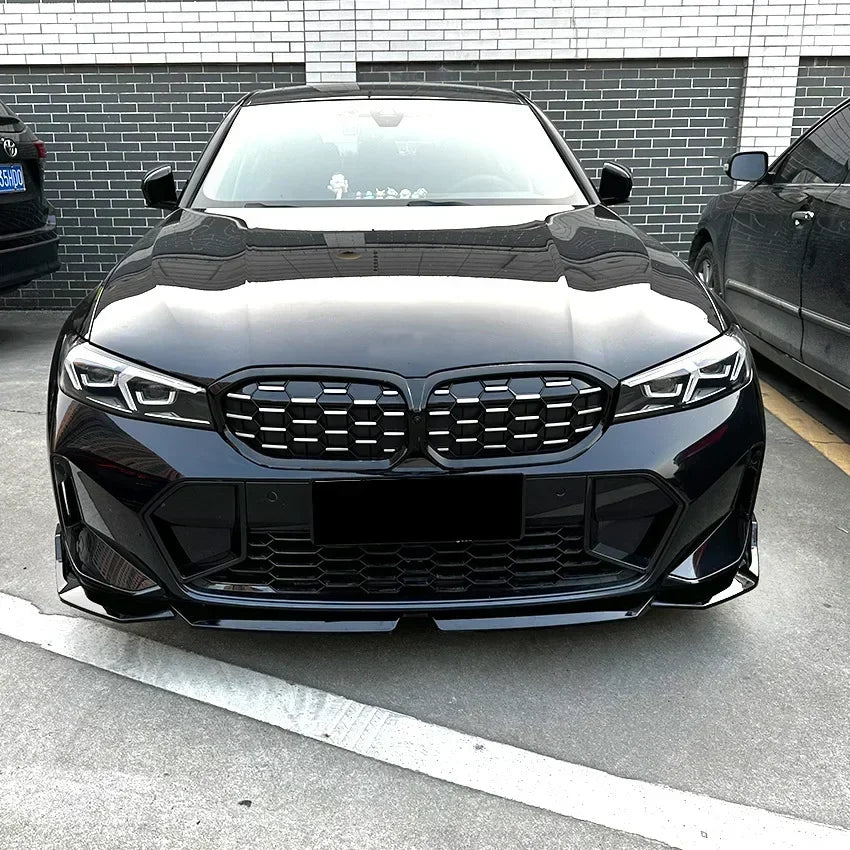 Car Front Bumper Splitter Lip Body Kit Spoiler Diffuser Black Accessories For BMW 3 Series G20 LCI M Sport 320i 325i 2023+