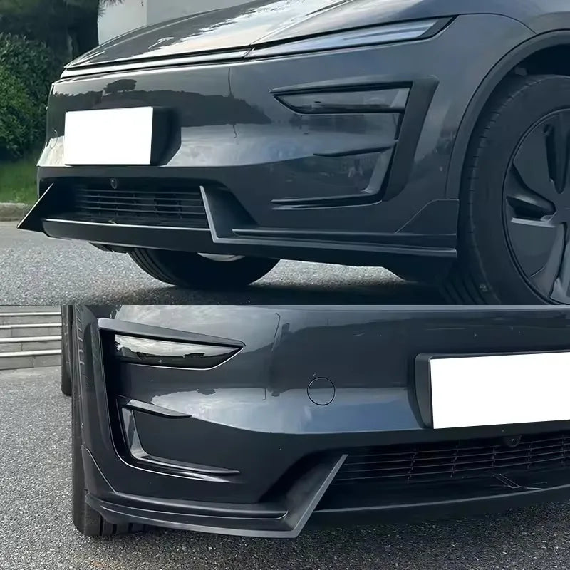 For 2025+ Tesla Model Y Juniper Front Bumper Lip Front Guard Trim Spoiler ABS Black Carbon Body kit Front Lip Accessori auto
