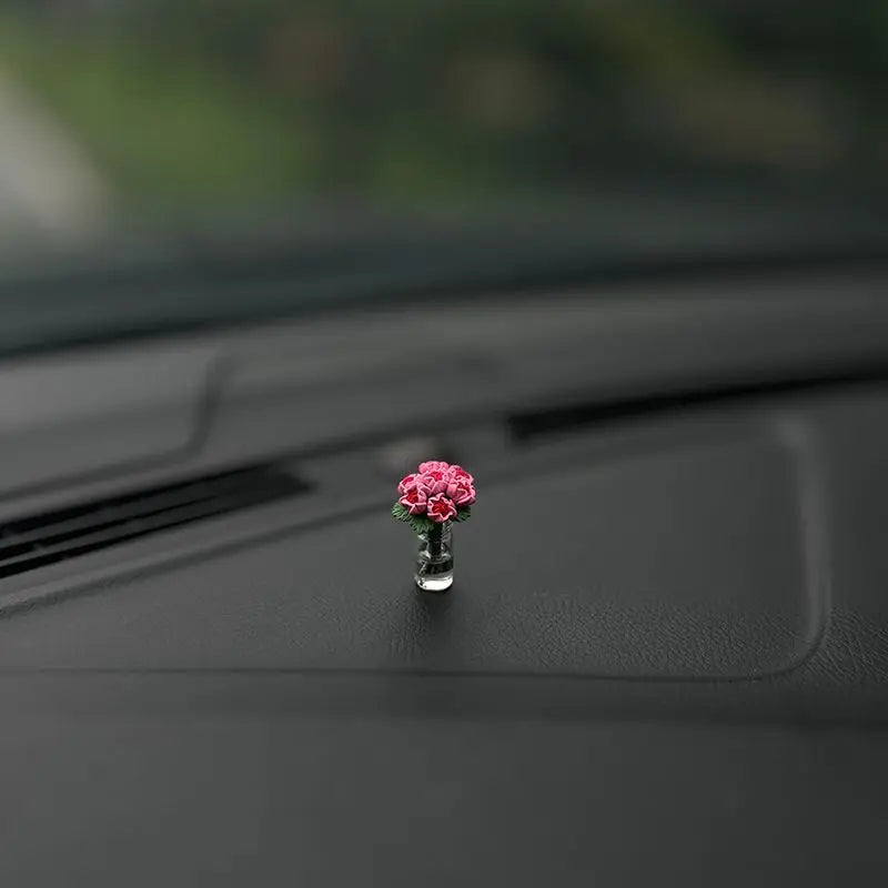 Cute Car Interior Decoration Mini Rose Sunflower Vase Auto Center Console Decoration Ornaments For Car Gifts Accessories