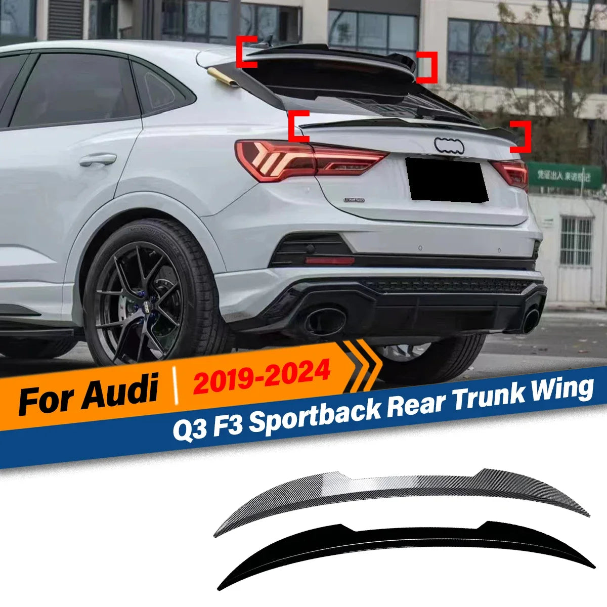 Rear Trunk Lid Top Mid Wing Spoiler Lip Tuning For Audi Q3 F3 Sport back 2019 2020 2021 2022 2023 2024 Auto Accessories Body Kit