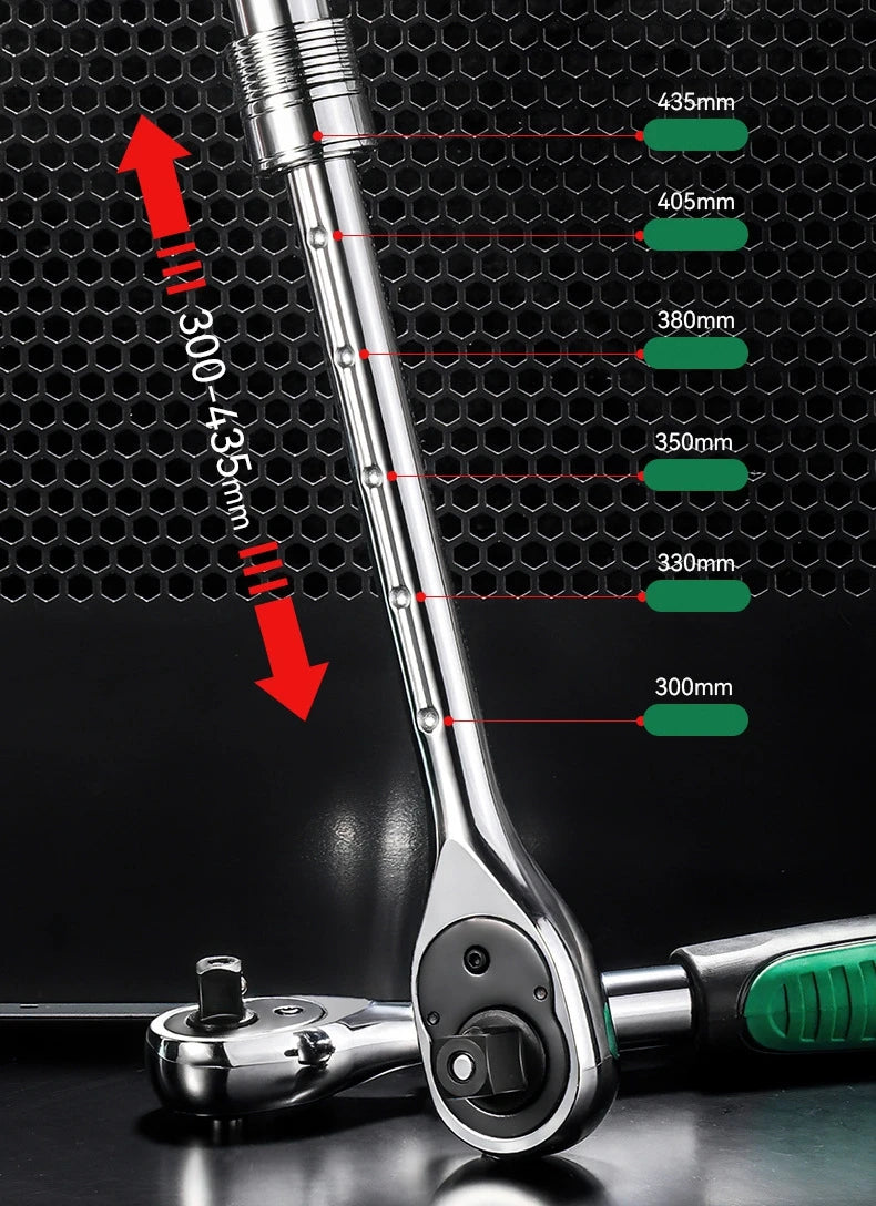 Telescopic Socket Ratchet Wrench for Automotive Repair Adjustable Head Ratchet Set 72 Tooth Quick Release Wrench Manual Tool