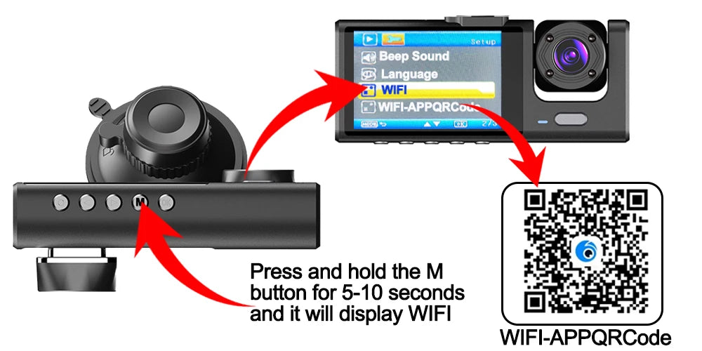 WIFI APP Control Car Dvr 3 Channel 1080P Dash Cam for Cars Front and Rear View Recorder Video Car Camera for Car Assecories