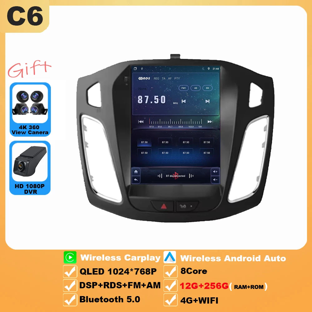 9.7 inch 8Core Android 15 Car Radio for Ford Focus 3 Mk 3 2011 2012 - 2019 Multimedia Video Player 2Din Carplay Auto Stereo DVD